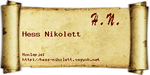 Hess Nikolett névjegykártya